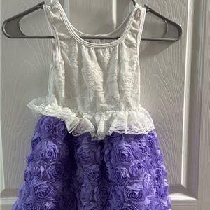 Charming White and Purple Floral Kids Dress 👗 🪻💟